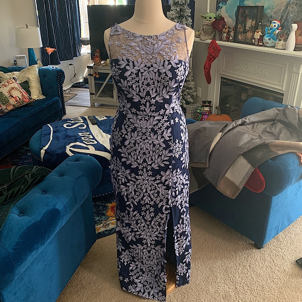 Navy and Lilac Dress